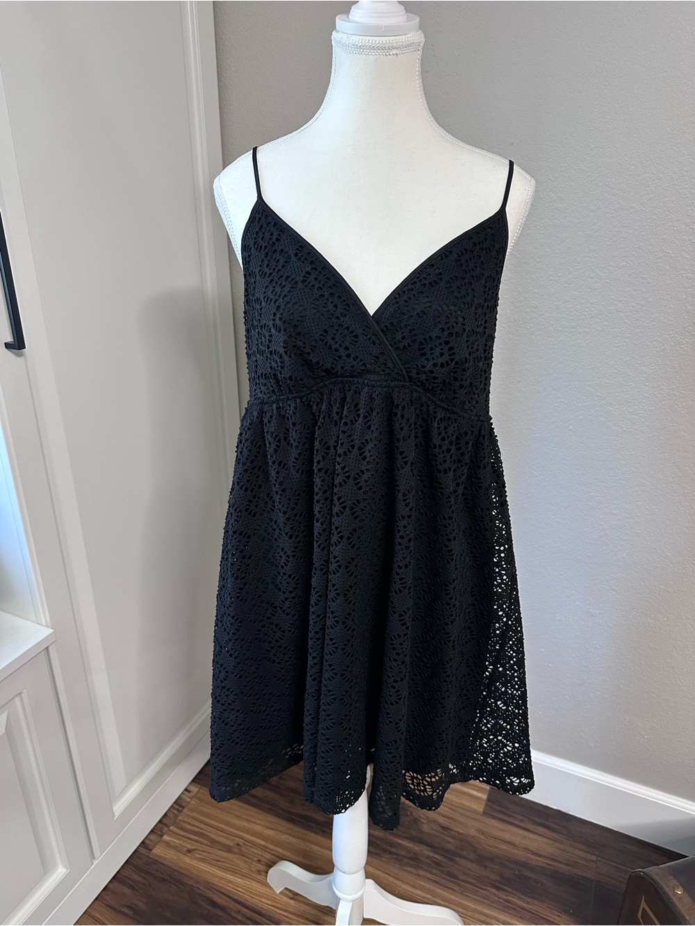 Express Black Lace Spaghetti Strap Mini Dress